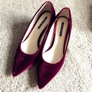 Zara Burgundy/Wine Velvet PumpsSize: EU 36/US 6